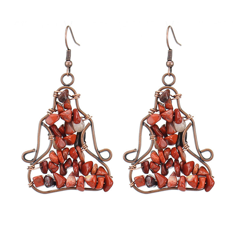 Amethyst Meditation Earrings – Yoga Figure Crystal Dangle (E15)
