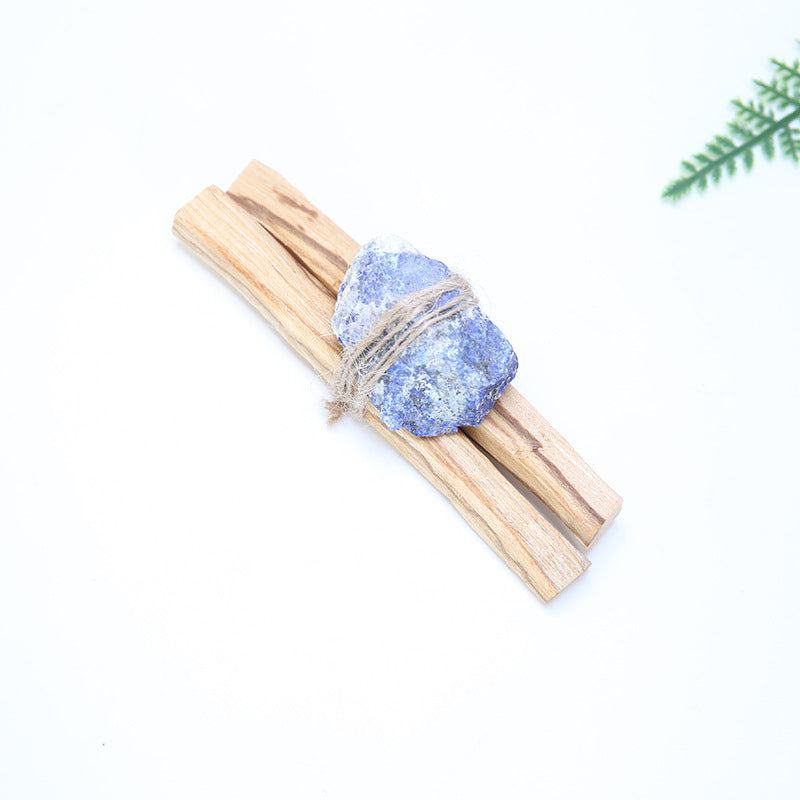 Buddha Stones Natural Palo Santo Pink Crystal Amethyst Black Obsidian Crystal Purify Altar Set Spiritual Supplies Incense BS Palo Santo&Lazurite