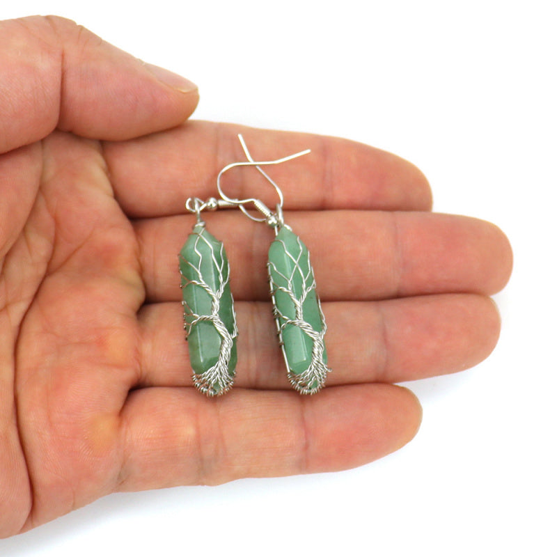 Tree of Life Amethyst Crystal Earrings – Handwrapped Healing Jewelry