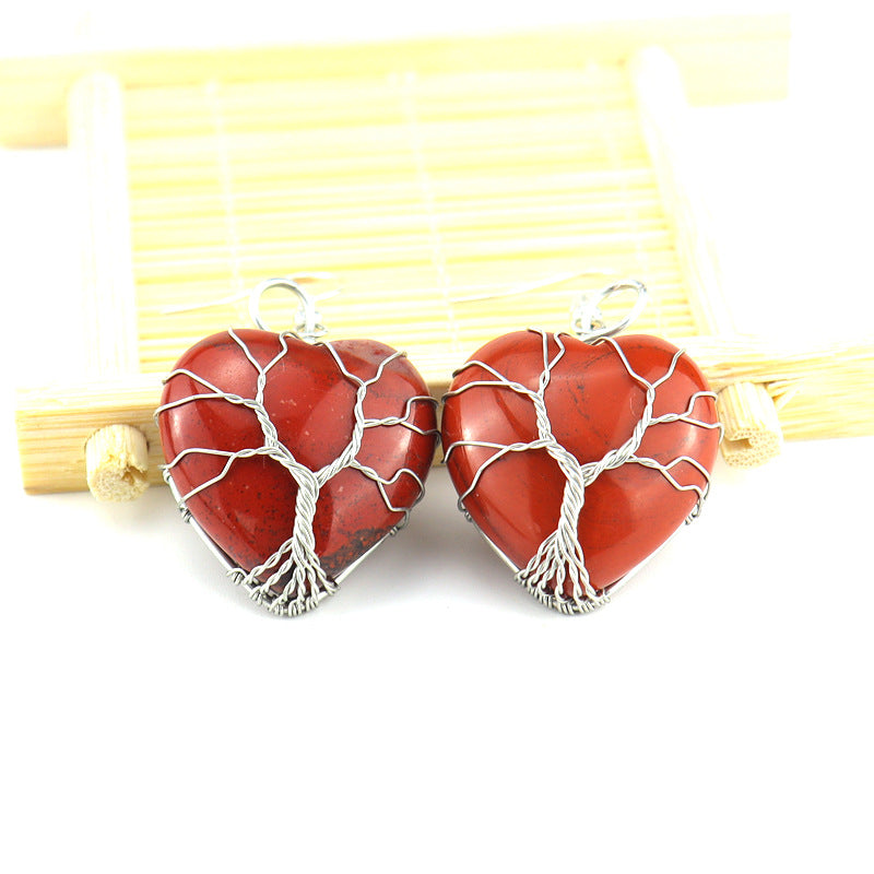 Raw Crystal Heart Earrings E34