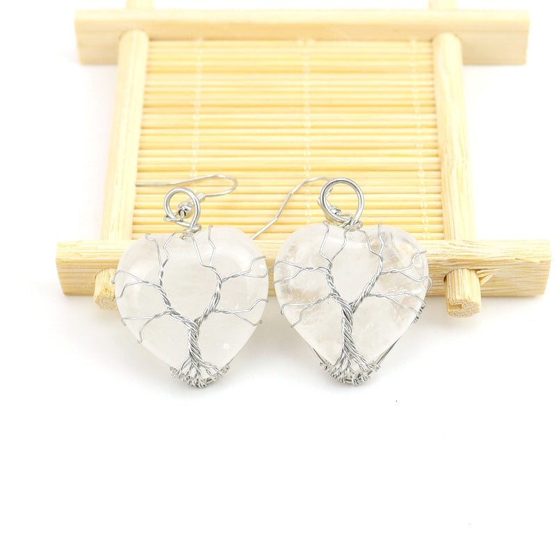Raw Crystal Heart Earrings E34