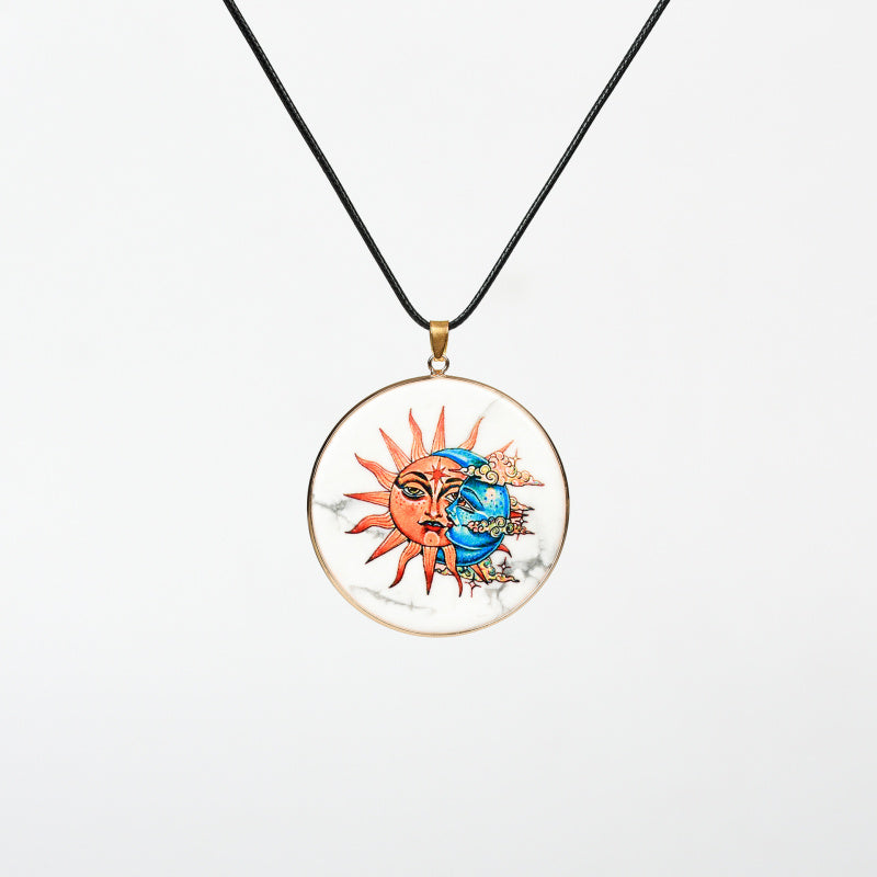 Painted Natural Crystal Pendant Necklace – Totem & Stone Series