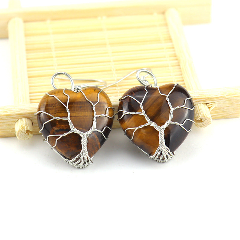 Raw Crystal Heart Earrings E34