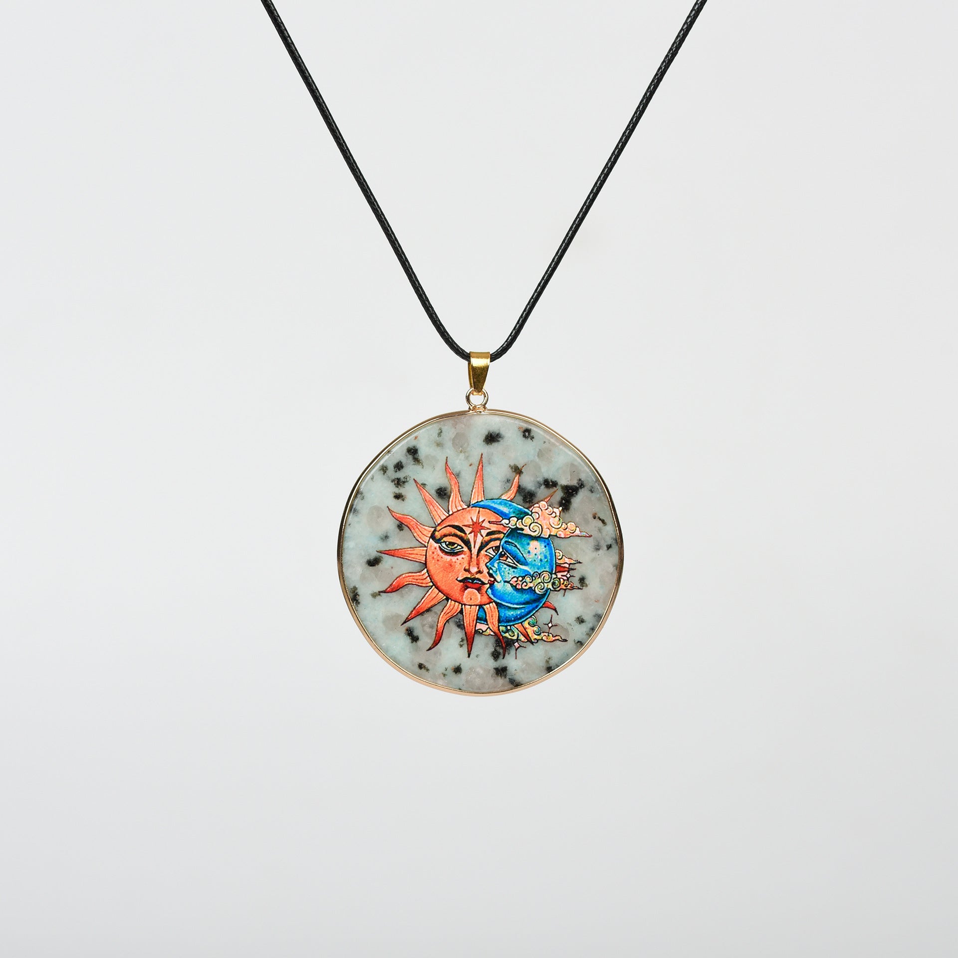 Painted Natural Crystal Pendant Necklace – Totem & Stone Series