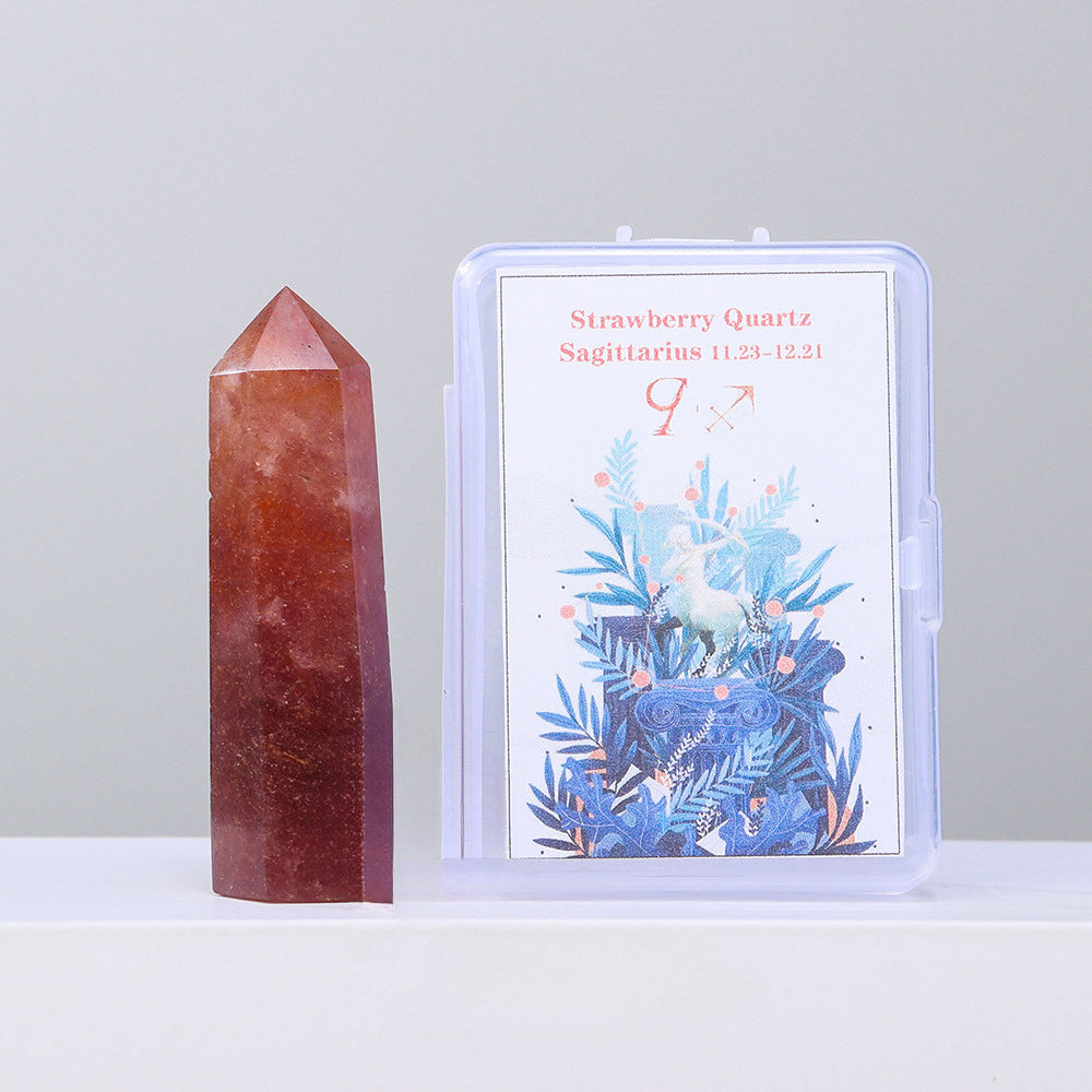 Zodiac Crystal Wand Gift Set – 12 Natural Six-Facet Crystal Points for All Star Signs