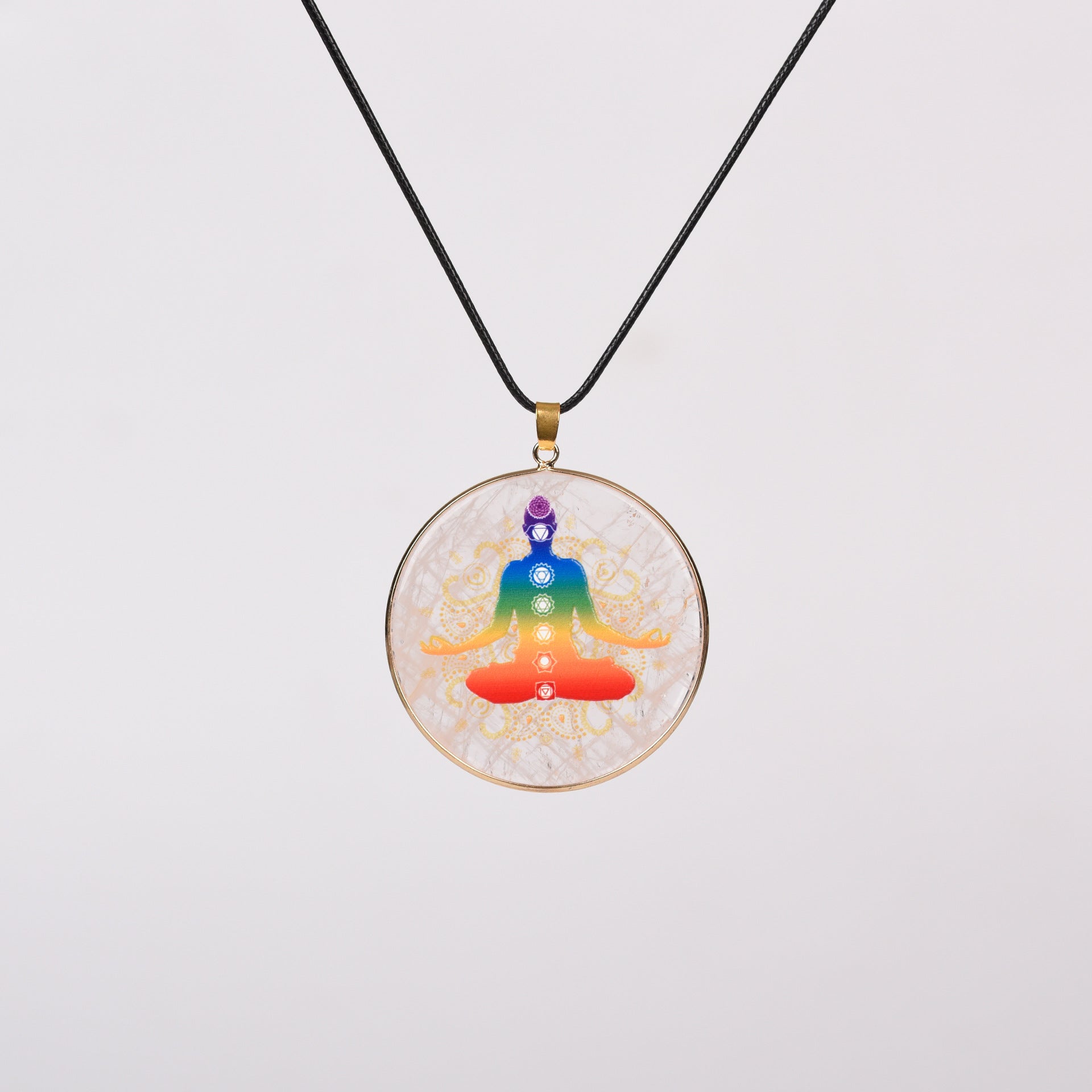 Painted Natural Crystal Pendant Necklace – Totem & Stone Series