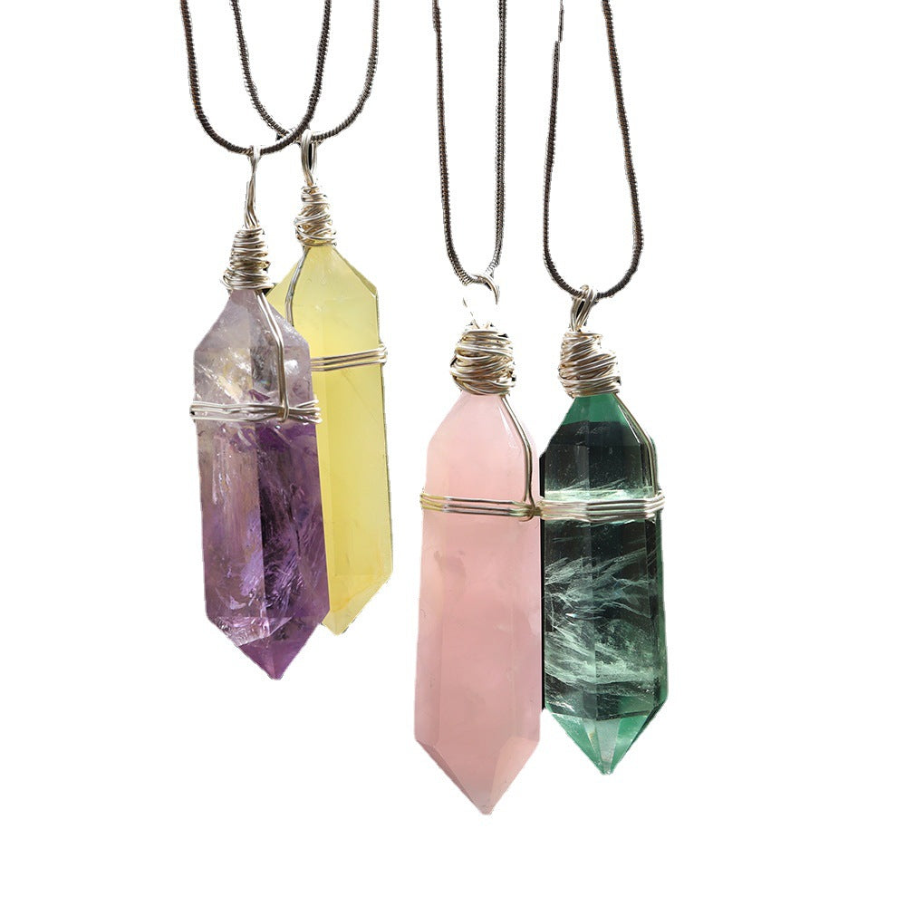 Handmade Double Terminated Crystal Point Pendant