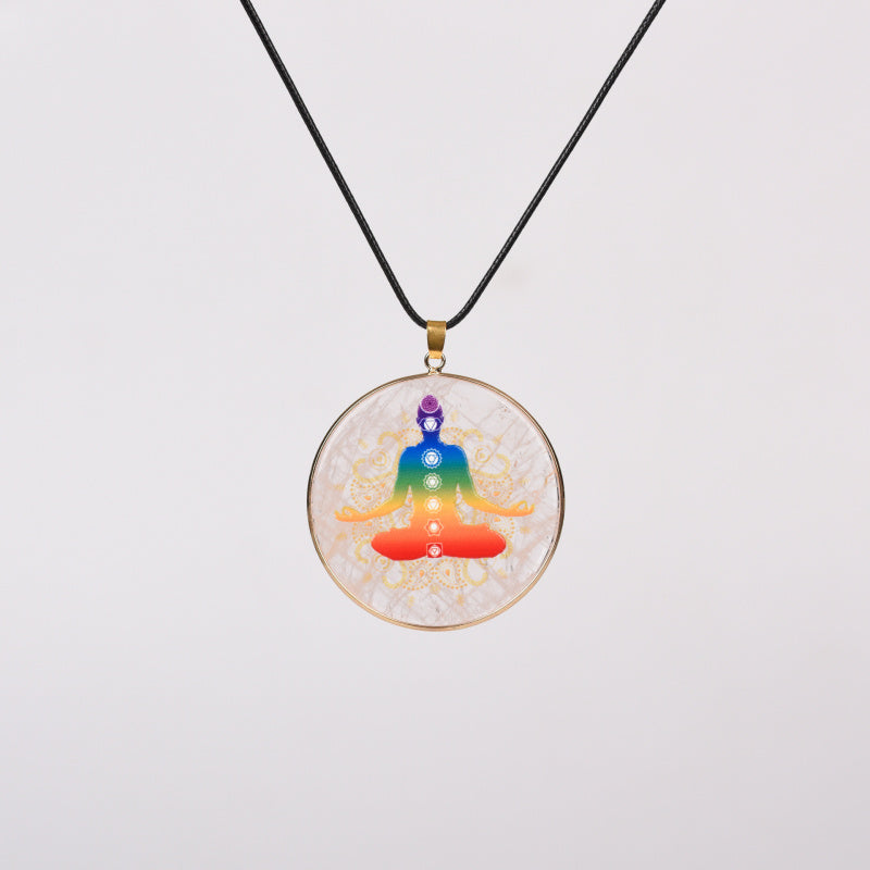 Painted Natural Crystal Pendant Necklace – Totem & Stone Series