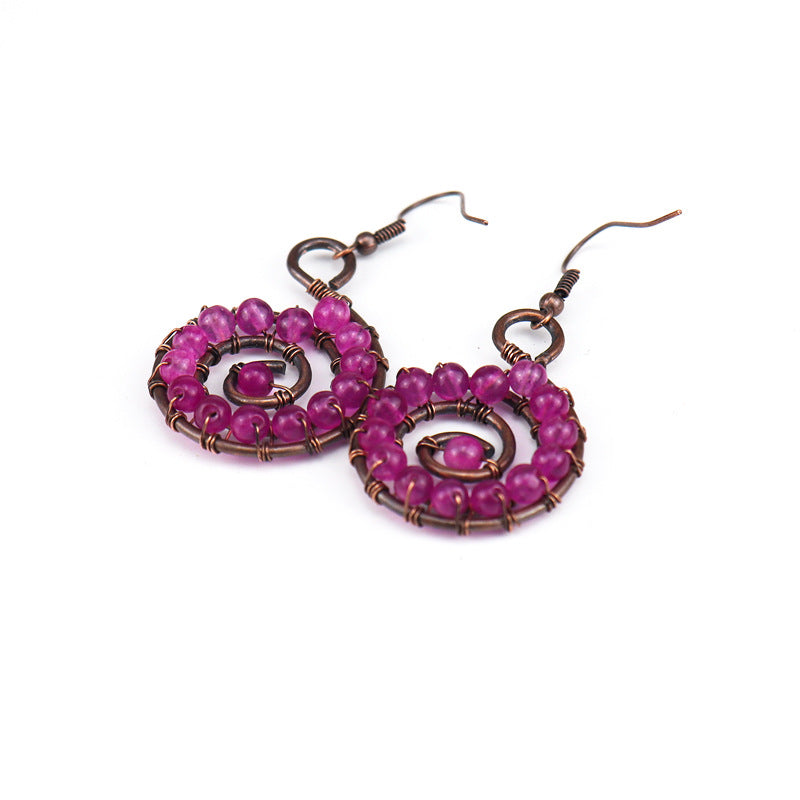 Rainbow Shell Earrings – Handcrafted Spiral Gemstone Hoops