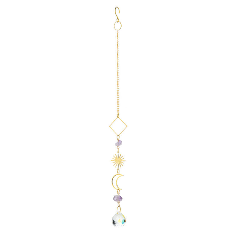 Amethyst Sun & Moon Sun Catcher – Celestial Window Decor
