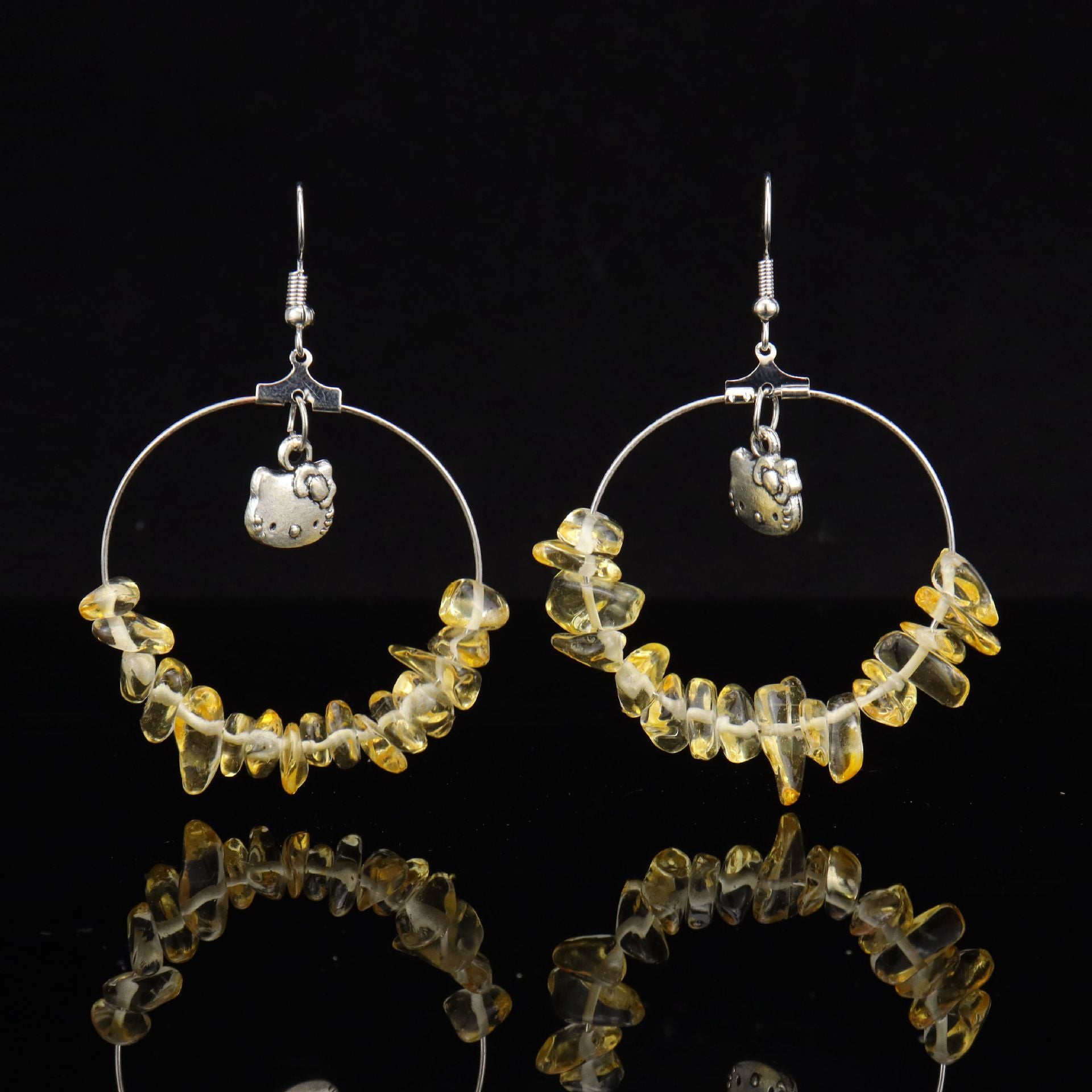 Natural Stone Hoop Earrings
