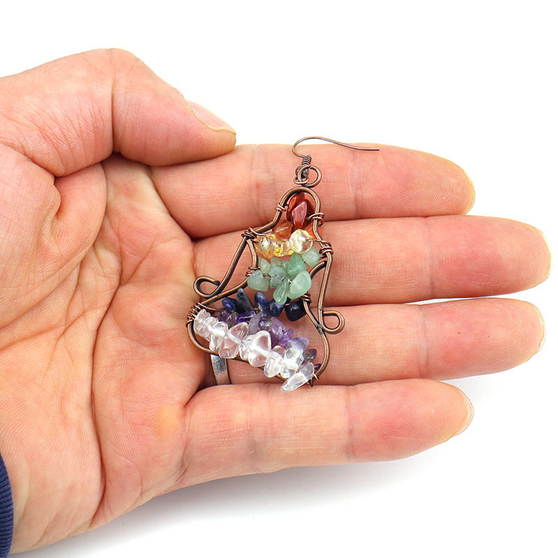 Amethyst Meditation Earrings – Yoga Figure Crystal Dangle (E15)
