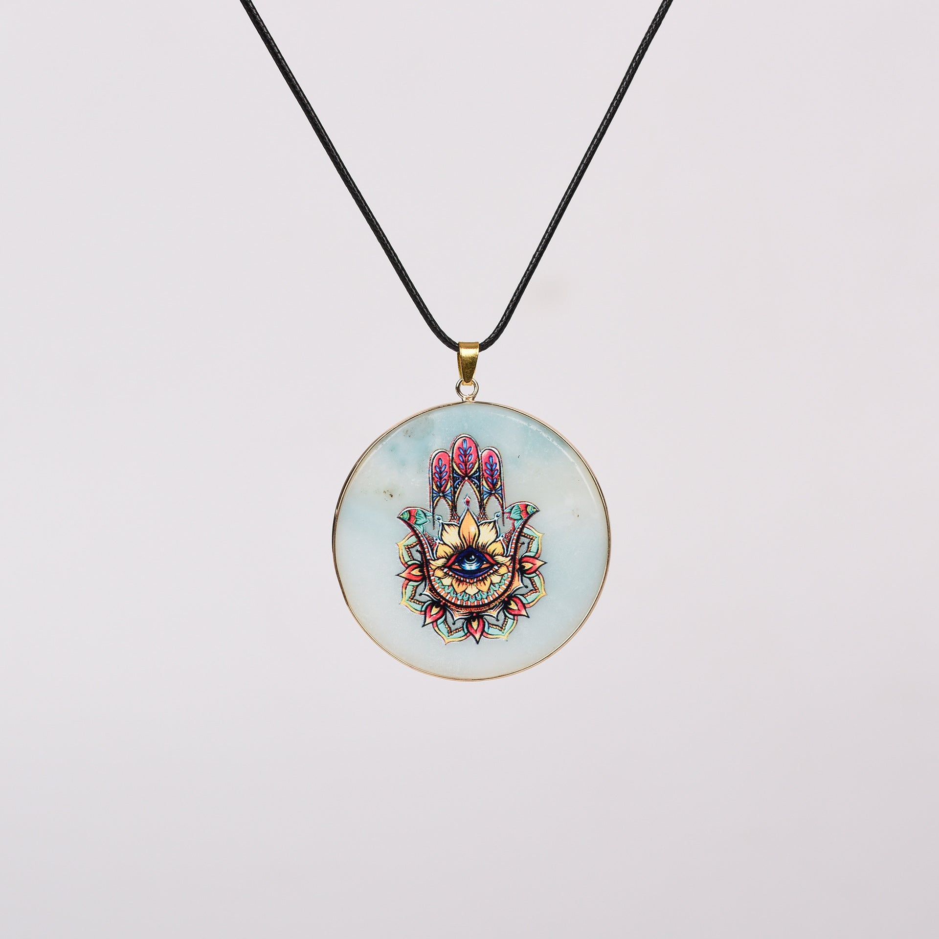 Painted Natural Crystal Pendant Necklace – Totem & Stone Series