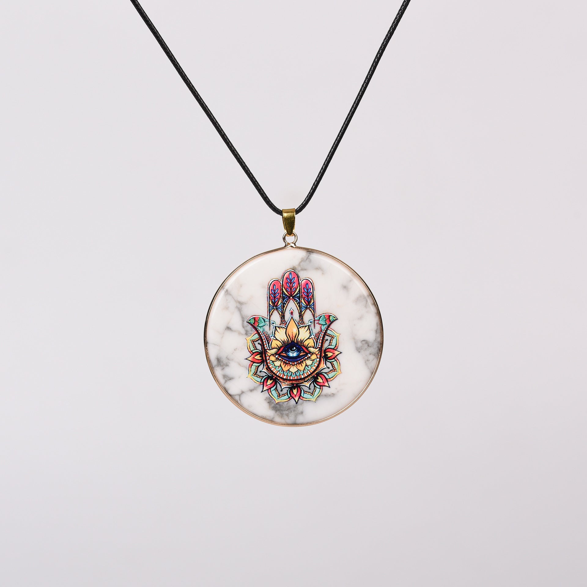 Painted Natural Crystal Pendant Necklace – Totem & Stone Series