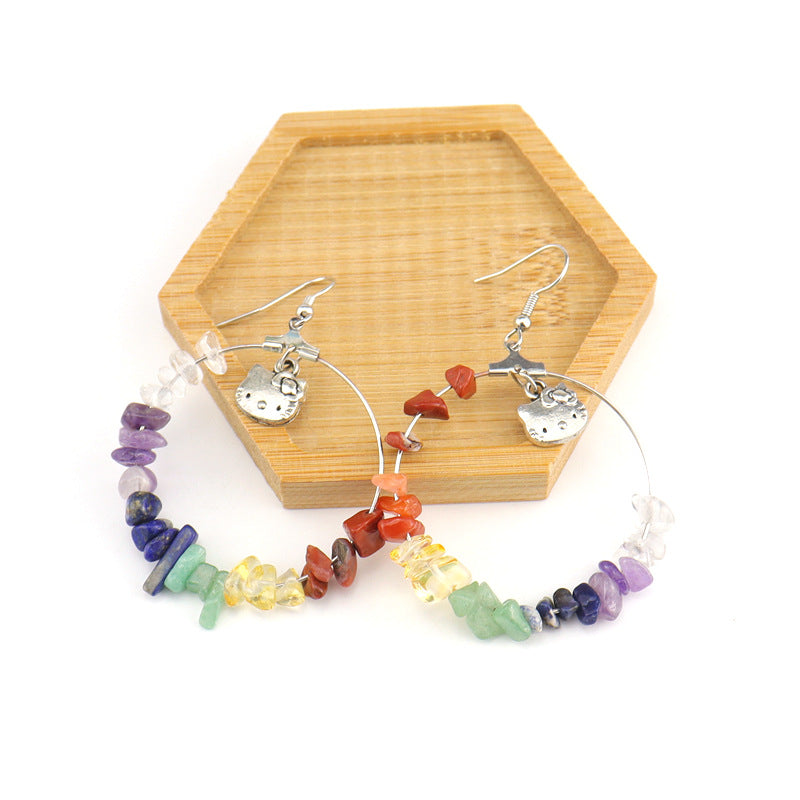 Natural Stone Hoop Earrings