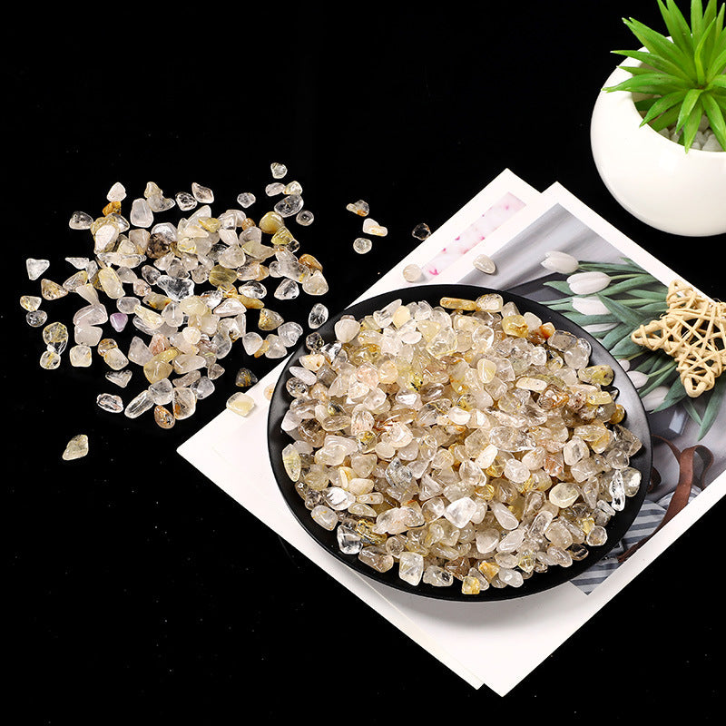 Natural Golden Rutilated Quartz Demagnetizing Stone – 3–9mm