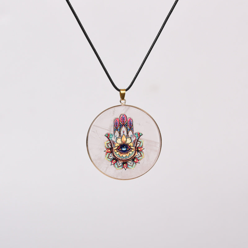Painted Natural Crystal Pendant Necklace – Totem & Stone Series
