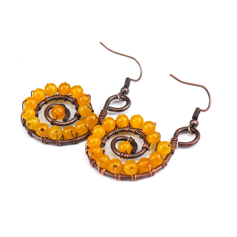 Rainbow Shell Earrings – Handcrafted Spiral Gemstone Hoops
