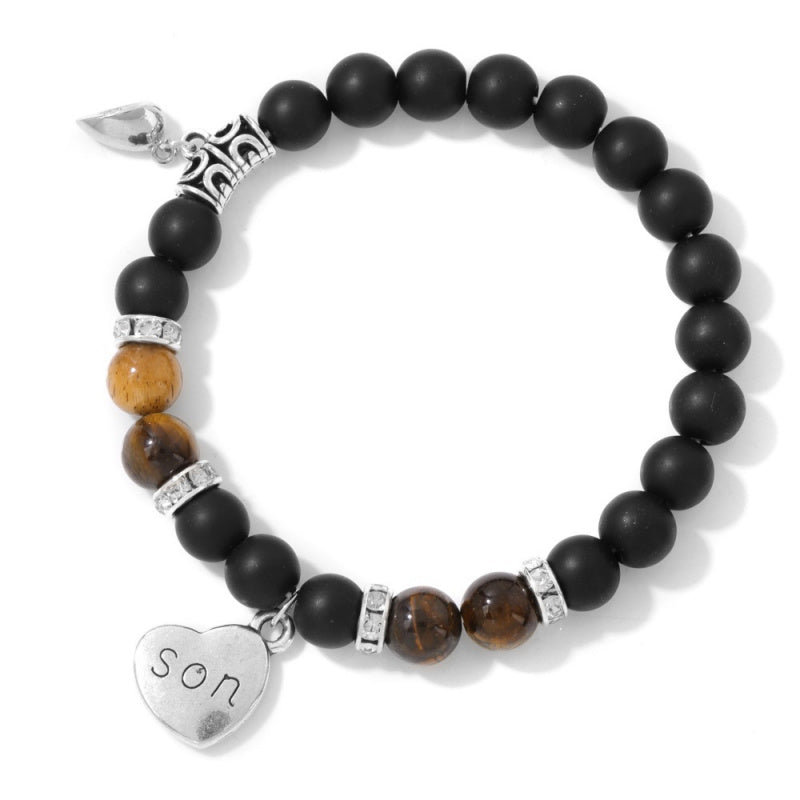 Father & Son Magnetic Heart Bracelets – Tiger Eye & Lava Rock Set