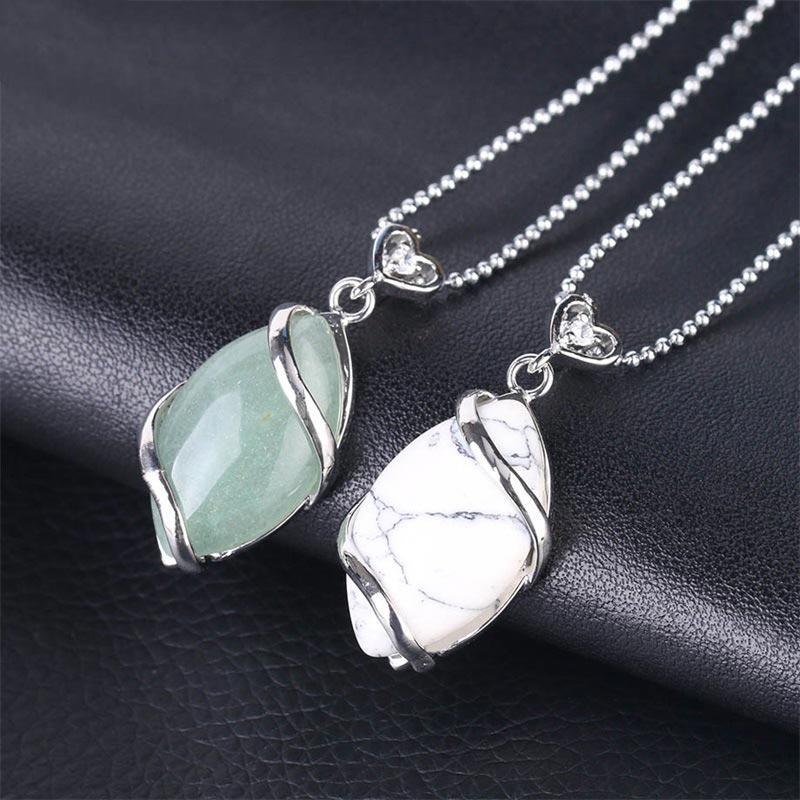 Buddha Stones Marquise Pattern Natural Crystal Stone Charm Necklace Pendant Necklaces & Pendants BS 30