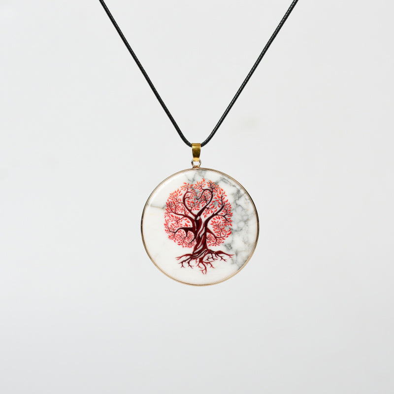 Painted Natural Crystal Pendant Necklace – Totem & Stone Series
