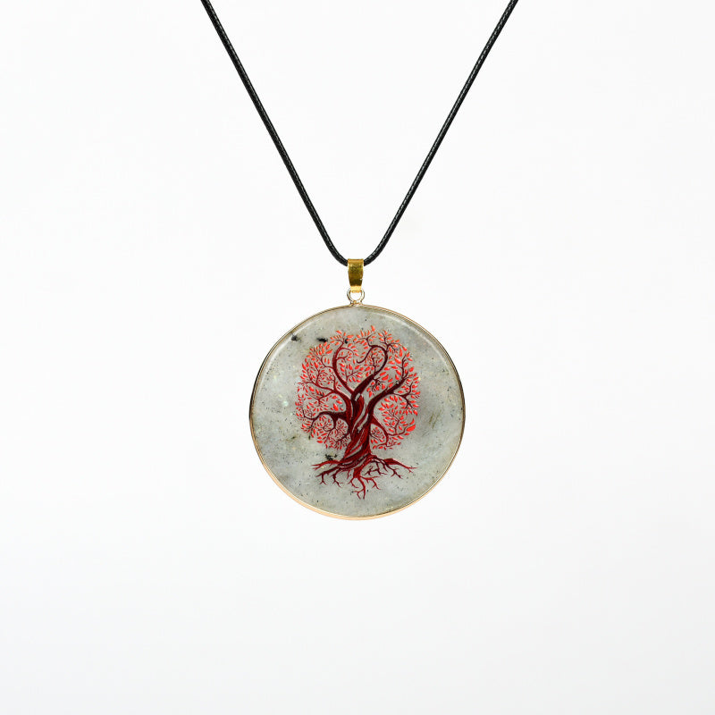 Painted Natural Crystal Pendant Necklace – Totem & Stone Series