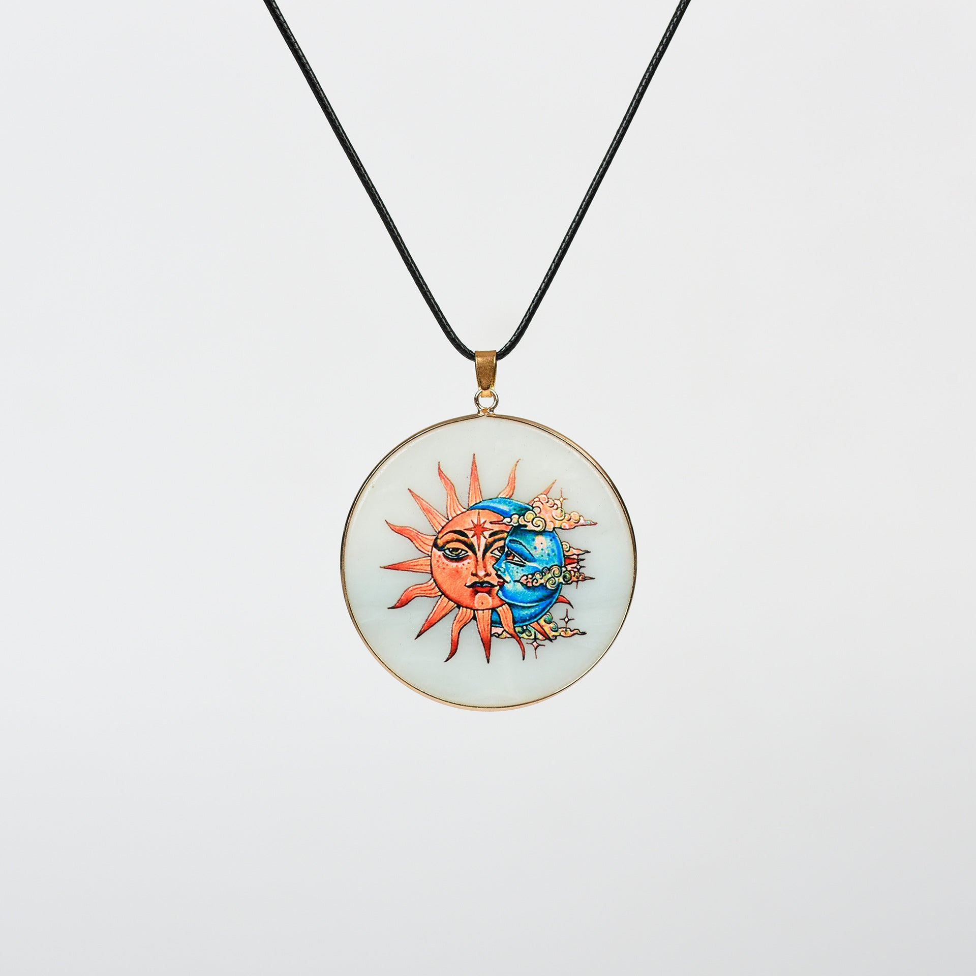 Painted Natural Crystal Pendant Necklace – Totem & Stone Series