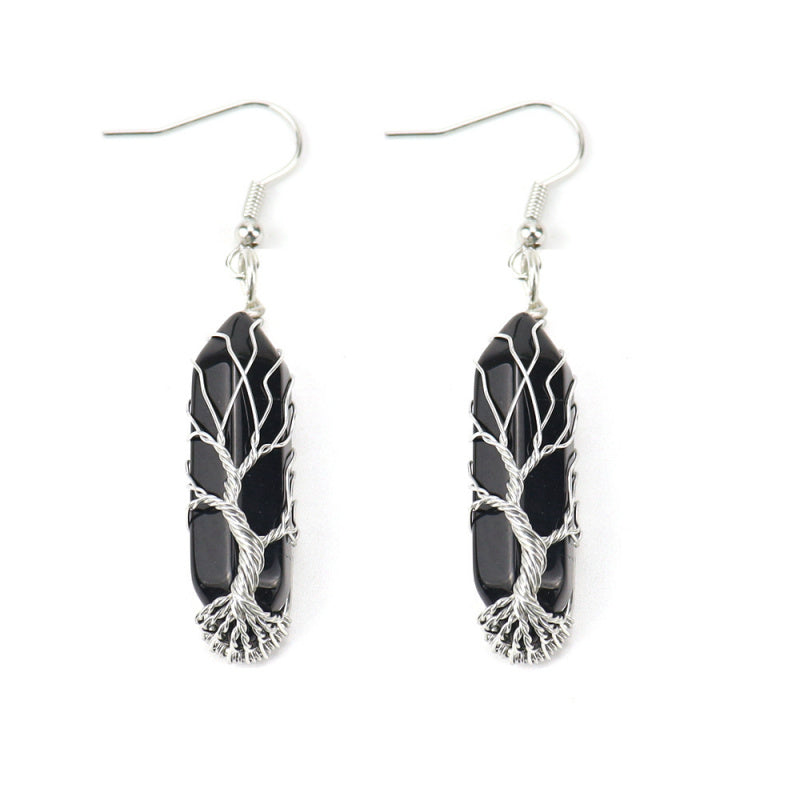 Tree of Life Amethyst Crystal Earrings – Handwrapped Healing Jewelry
