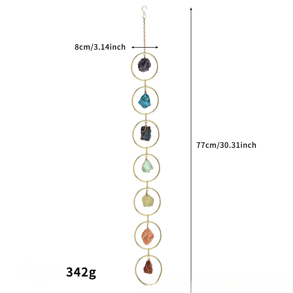 Seven-Chakra Raw Crystal Sun Catcher Wind Chime – Energy Decor