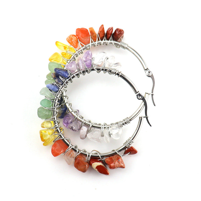 Raw Crystal Hoop Earrings E32