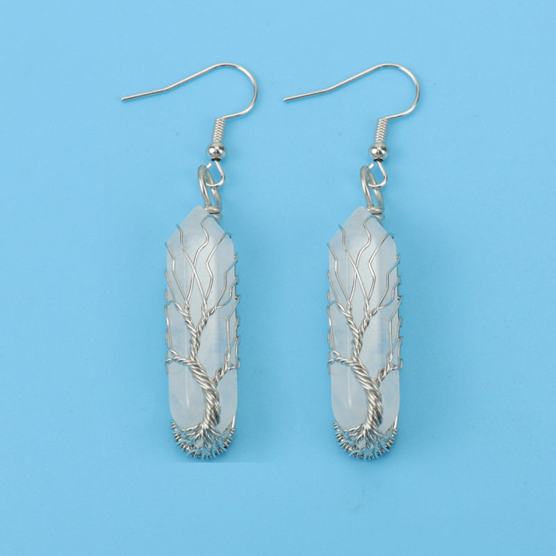 Tree of Life Amethyst Crystal Earrings – Handwrapped Healing Jewelry