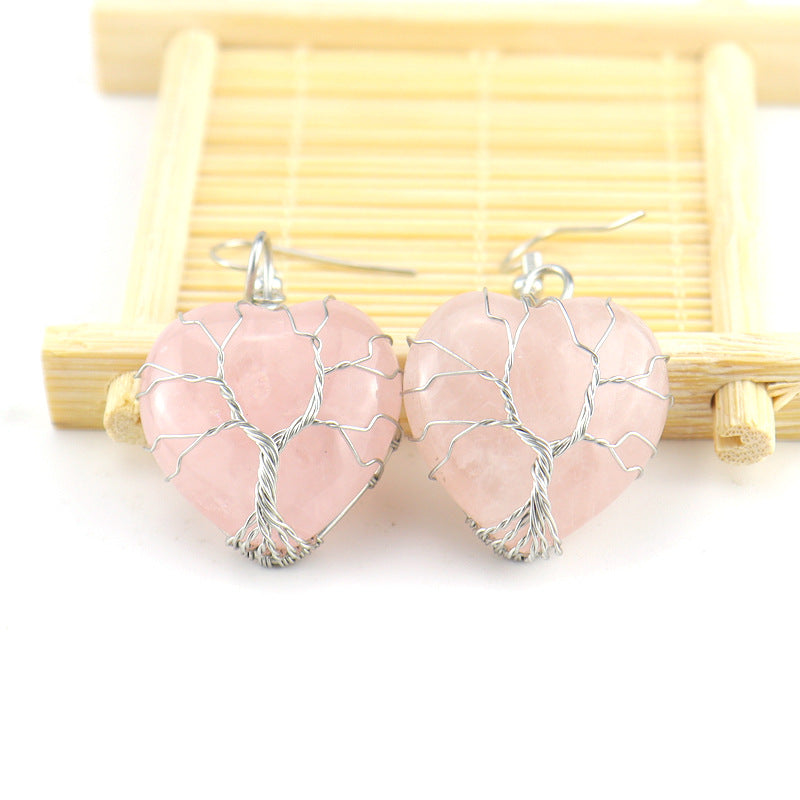 Raw Crystal Heart Earrings E34