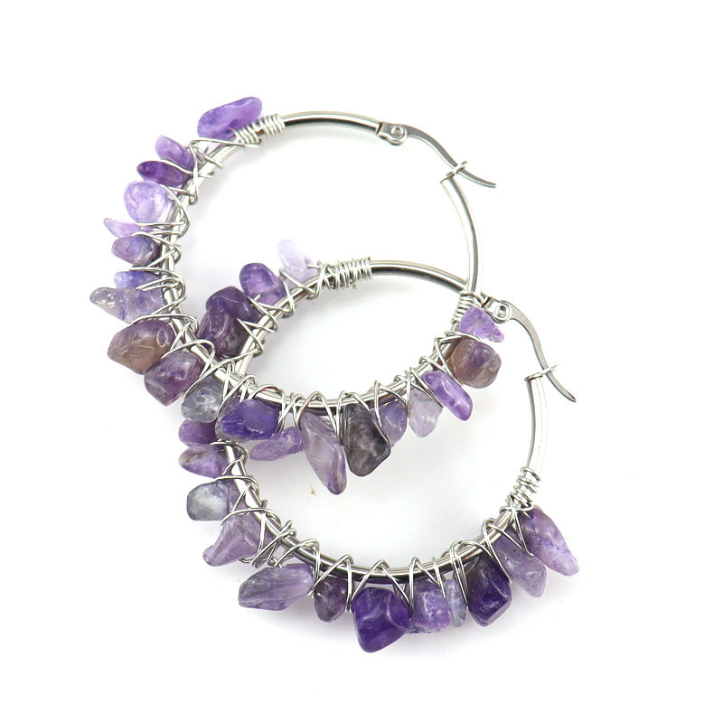 Raw Crystal Hoop Earrings E32