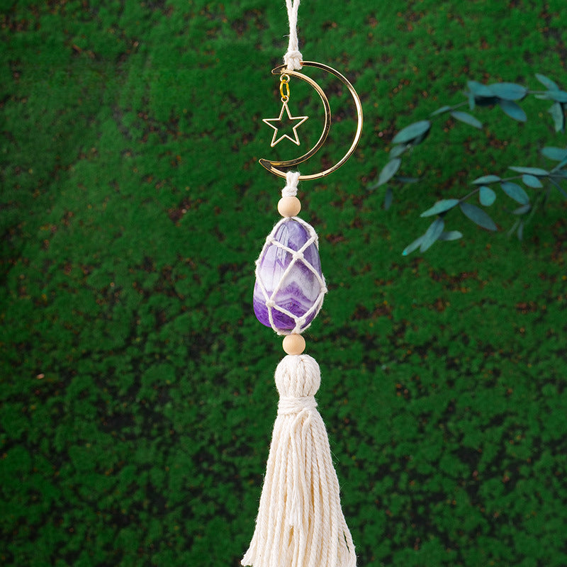 Triple Crystal Car Charm - Amethyst, Titrine & Rose Quartz (35cm)