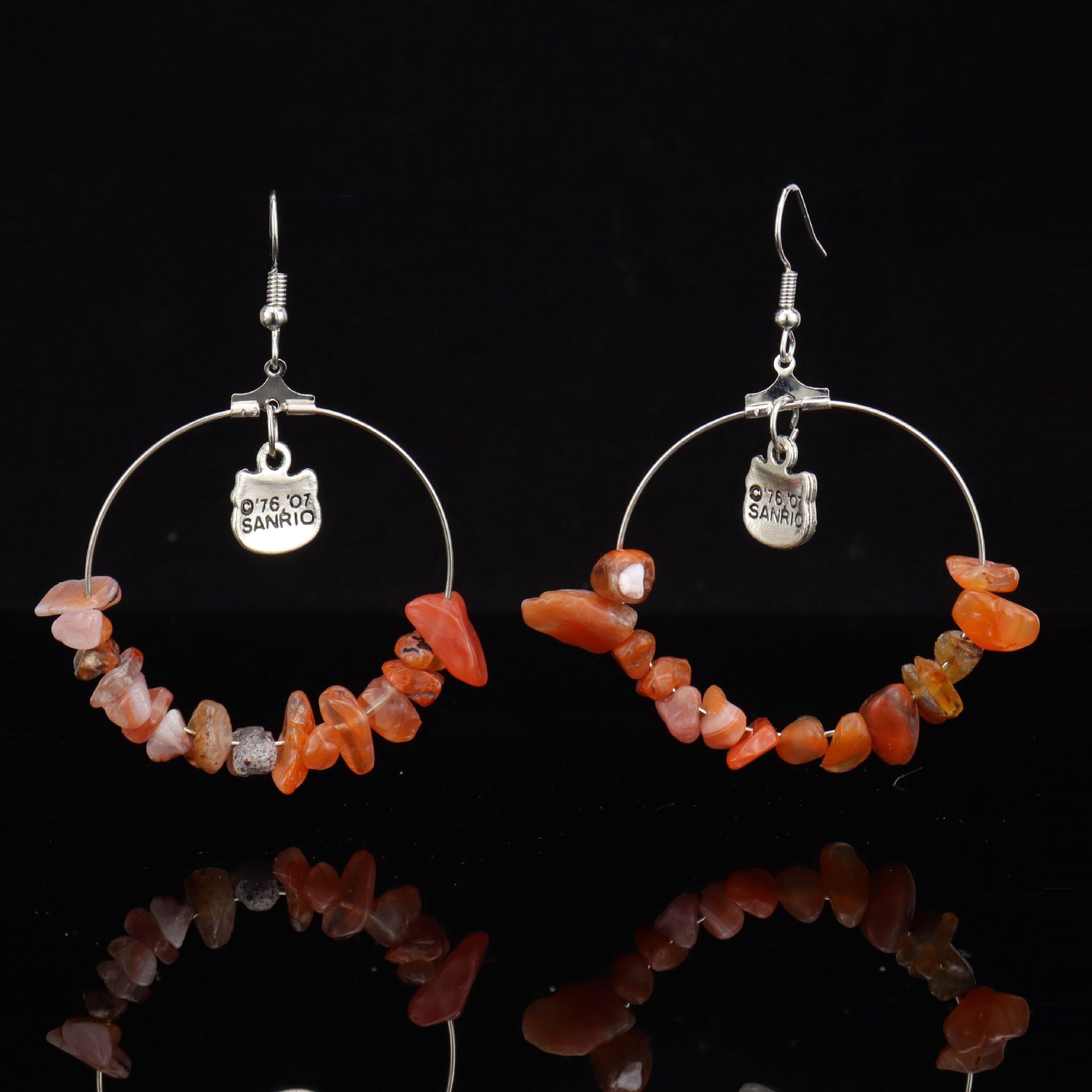 Natural Stone Hoop Earrings