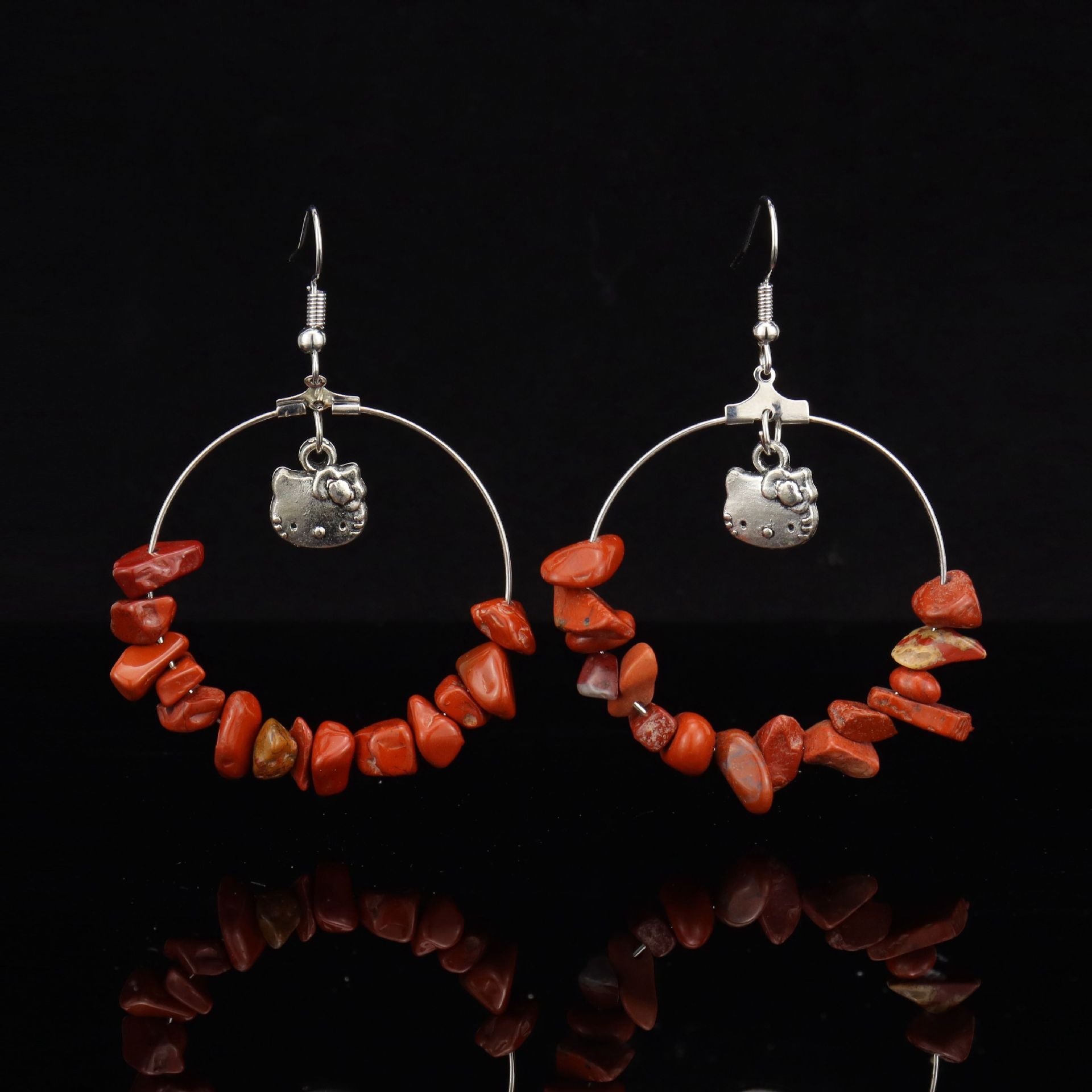 Natural Stone Hoop Earrings