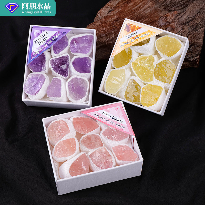 Mystic Crystal Treasure Box – Amethyst, Prophecy Stone & Geode Set