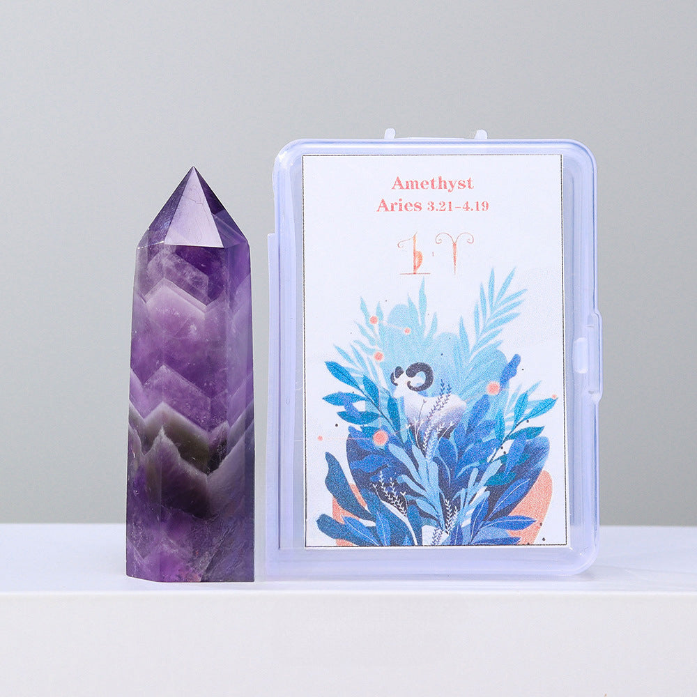 Zodiac Crystal Wand Gift Set – 12 Natural Six-Facet Crystal Points for All Star Signs