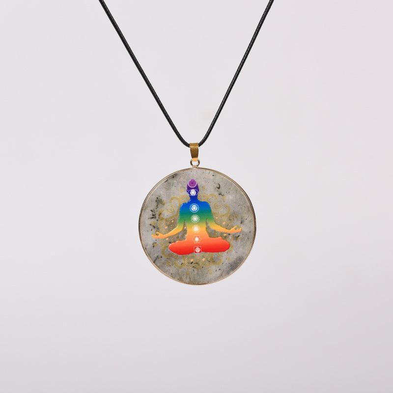 Painted Natural Crystal Pendant Necklace – Totem & Stone Series