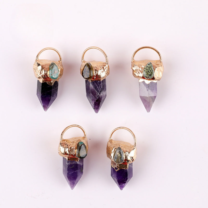 Natural Amethyst Crystal Wand Pendant – Raw Single Point