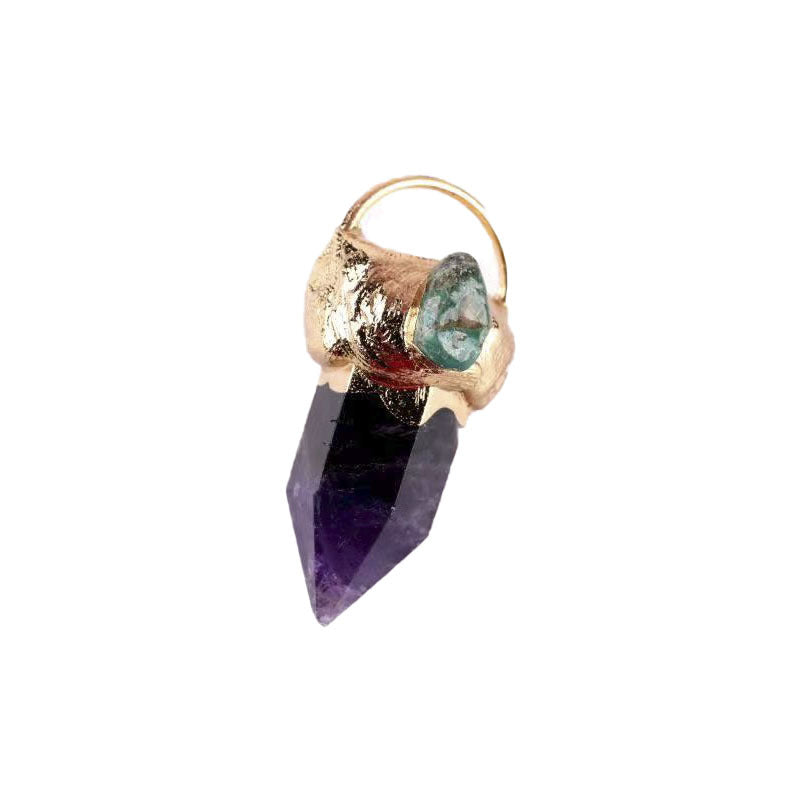Natural Amethyst Crystal Wand Pendant – Raw Single Point