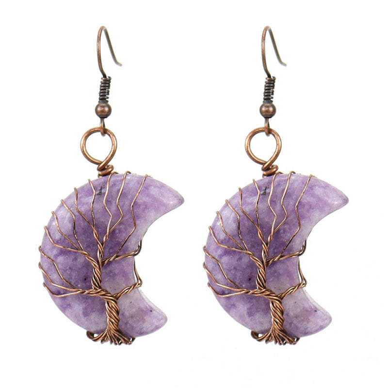 Raw Crystal Moon Earrings