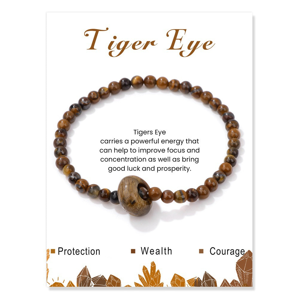 4mm Stone Beaded Bracelet – Gift Set with Card, 19cm