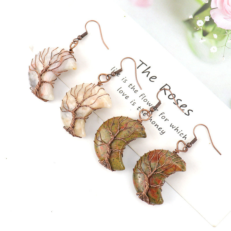 Raw Crystal Moon Earrings
