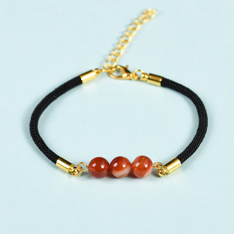 3-Lives Luck Bead Bracelet with Black Cord