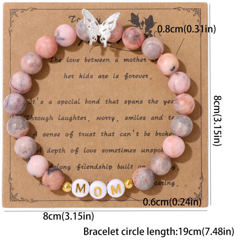 Mother’s Day MOM Bracelet – Purple Emperor Stone, Butterfly Charm