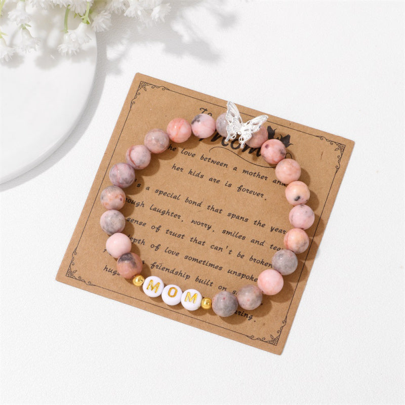 Mother’s Day MOM Bracelet – Purple Emperor Stone, Butterfly Charm