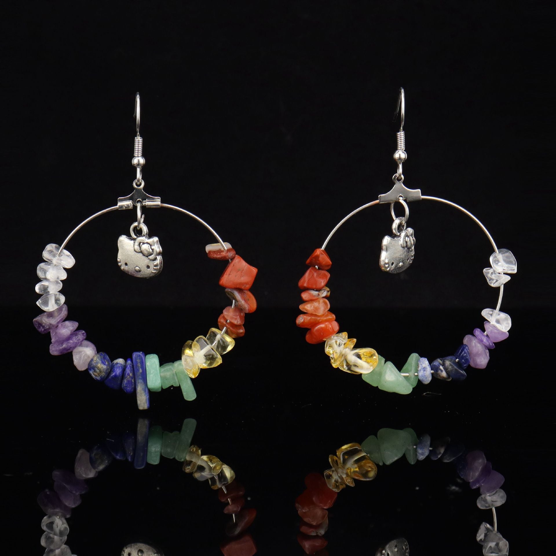 Natural Stone Hoop Earrings