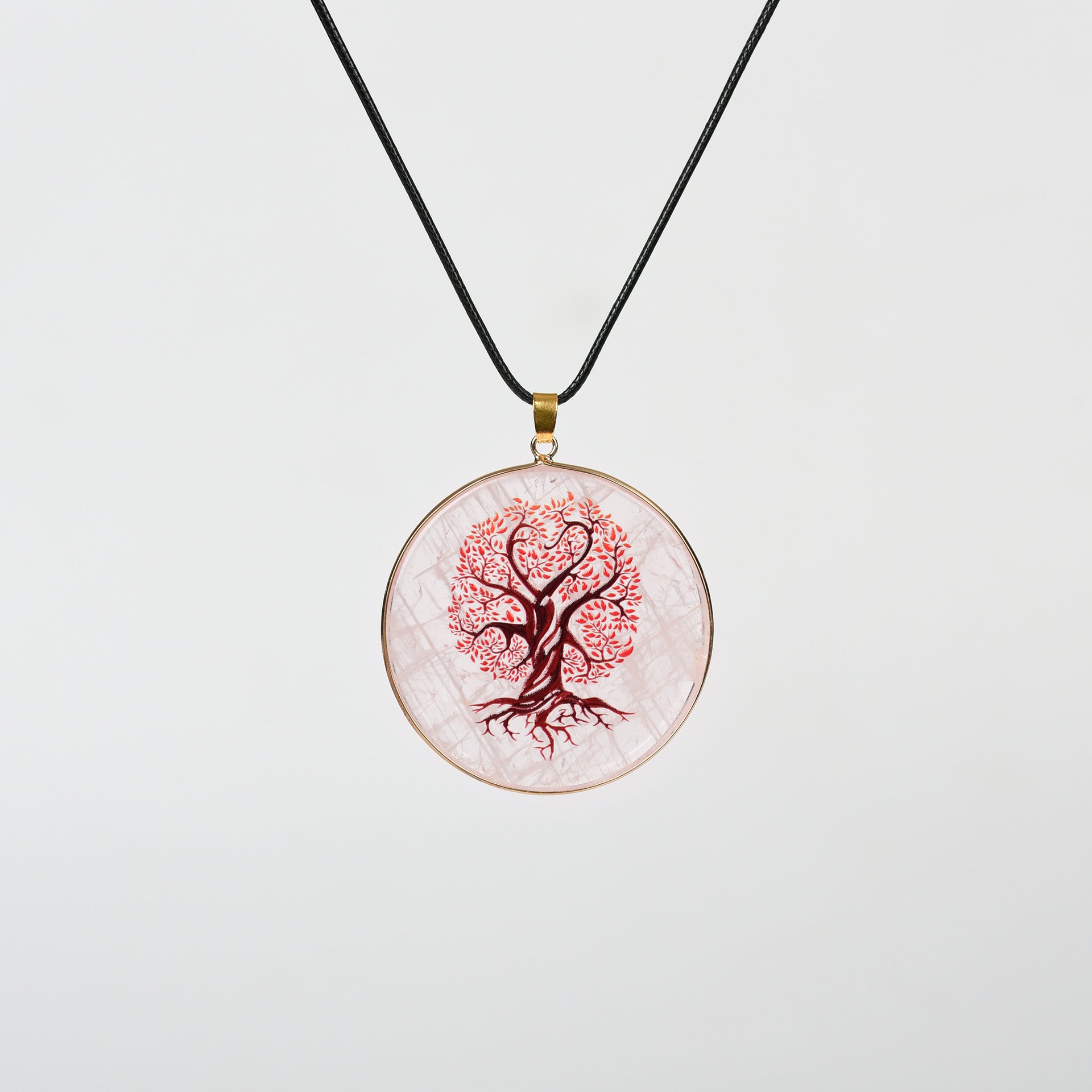 Painted Natural Crystal Pendant Necklace – Totem & Stone Series