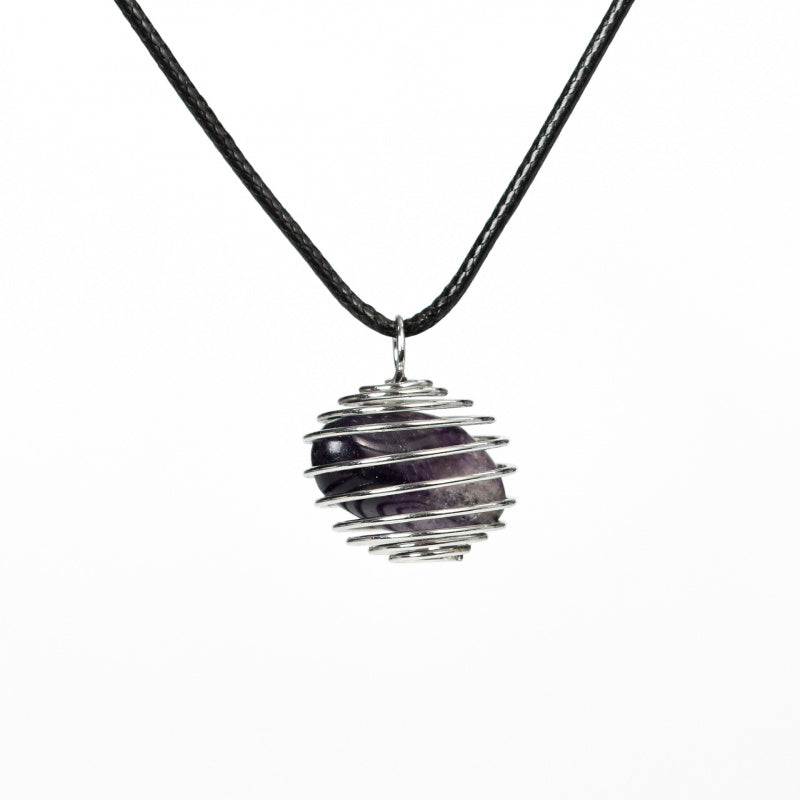 Wire-Wrapped Raw Crystal Pendant Necklace